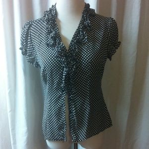 Silk Black and White Polka Dot Shirt